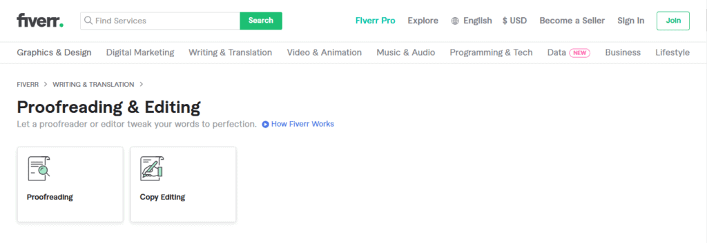Fiverr proofreading and editing jobs